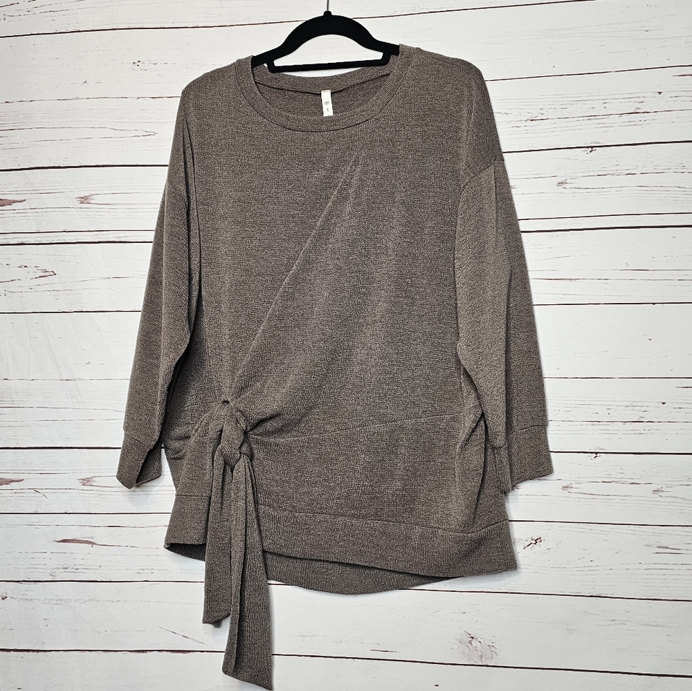 mts Gray Side Tie Sweater